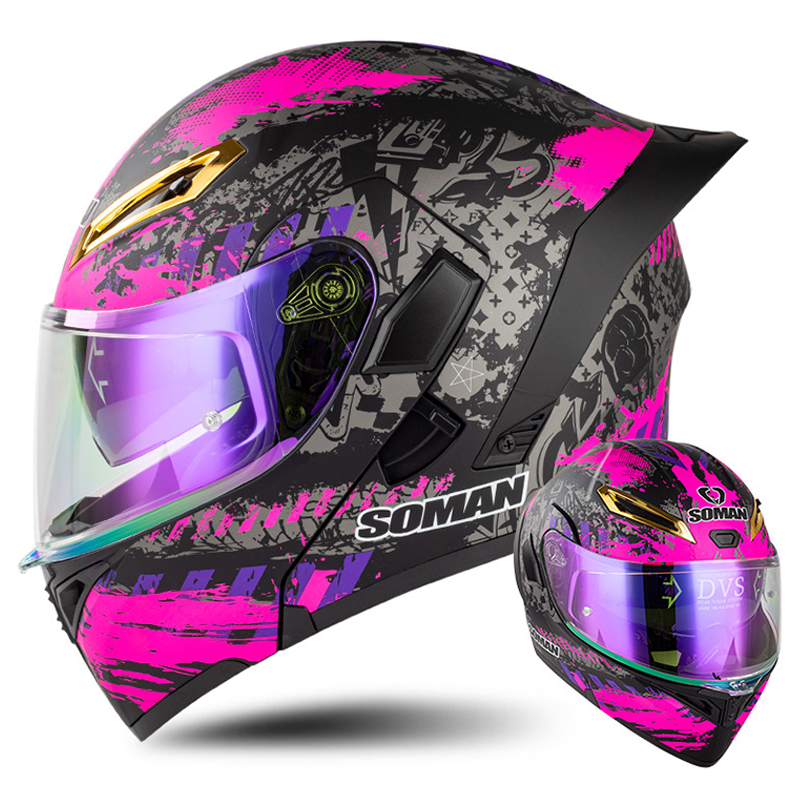 Full Face Motorcycle Helmet With Bluetooth - DOT Approved Men Motorcycle Helmet Dual