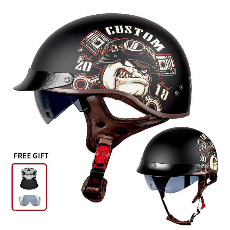 Vintage Half Open Face Motorcy - Vintage Open Face Retro Helmet review and price